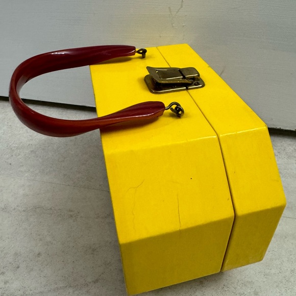 Vintage wooden purse embroidered crewel mushrooms retro mod funky - Picture 9 of 12